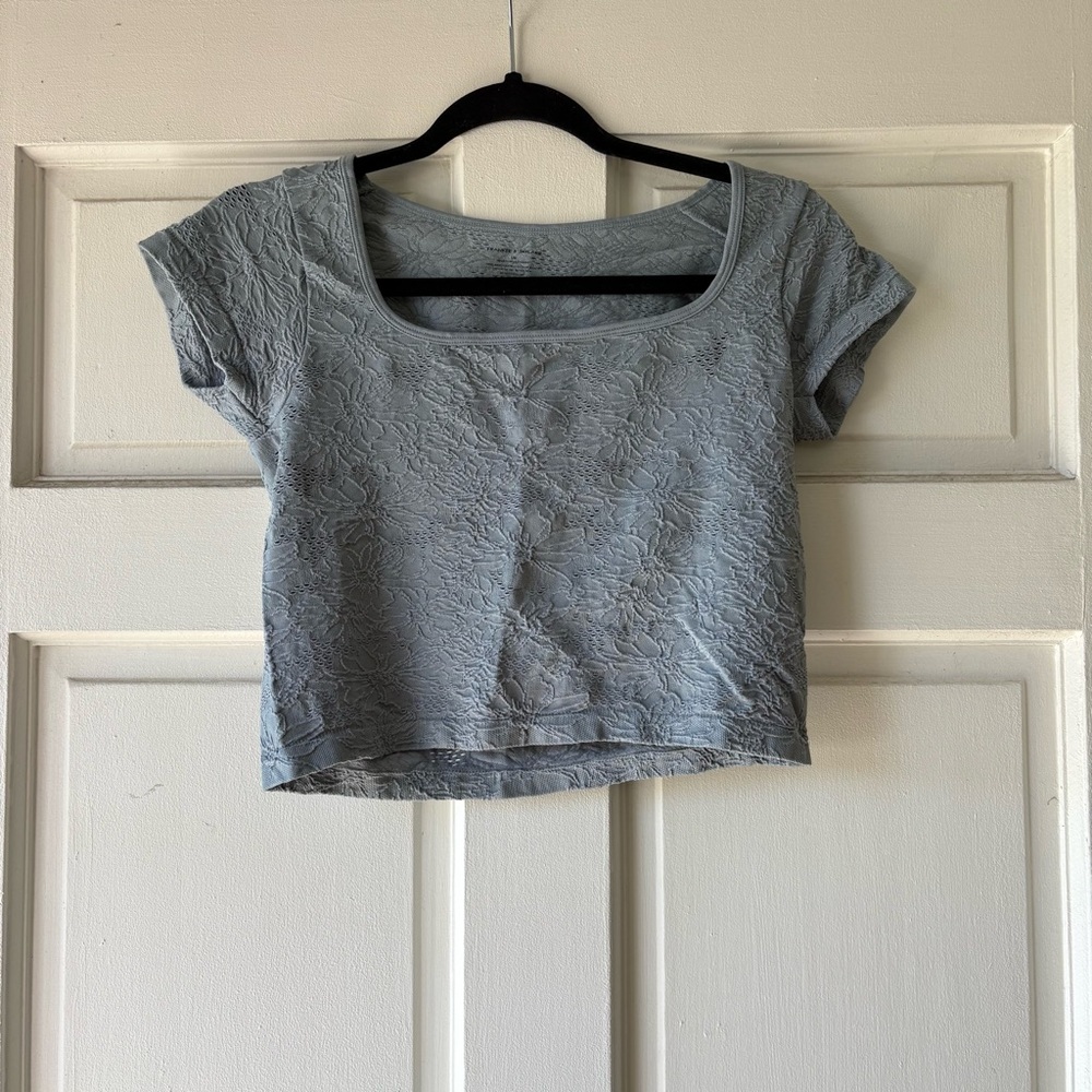 Frankee skylar Ebodycon square neck stretch top Gray-green Crop Top. SB2